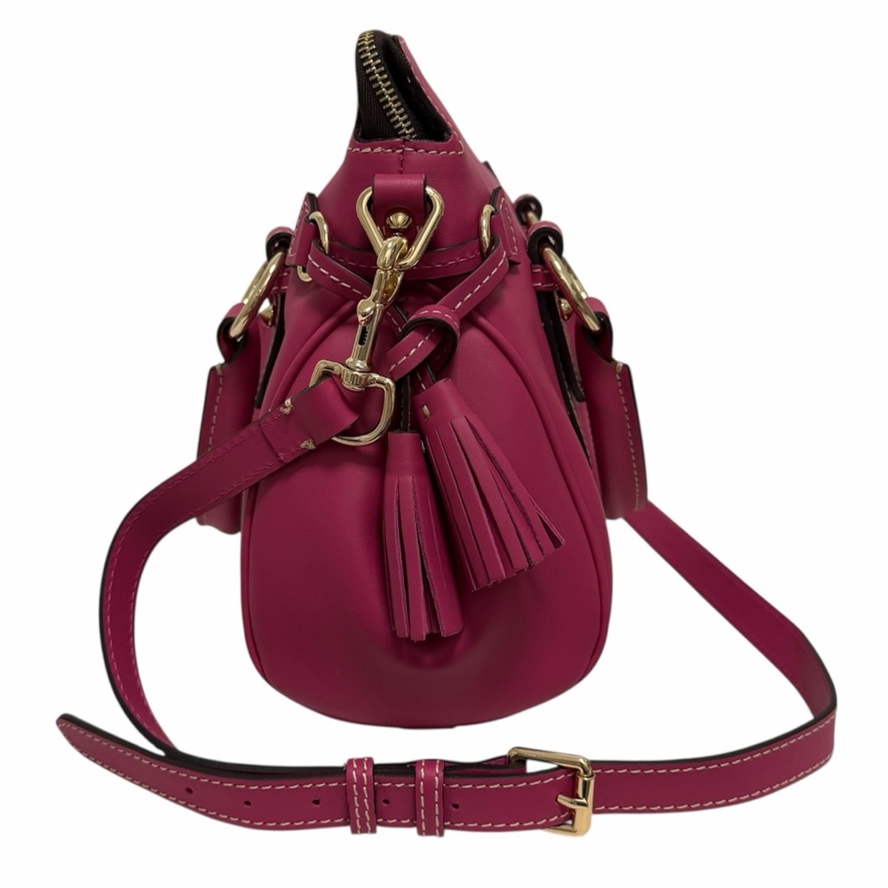 Dooney & Bourke Solid Hot Pink Leather Satchel Handbag - Picture 3 of 9